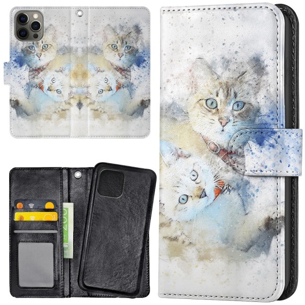 iPhone 15 Pro - Plånboksfodral/Skal Katter