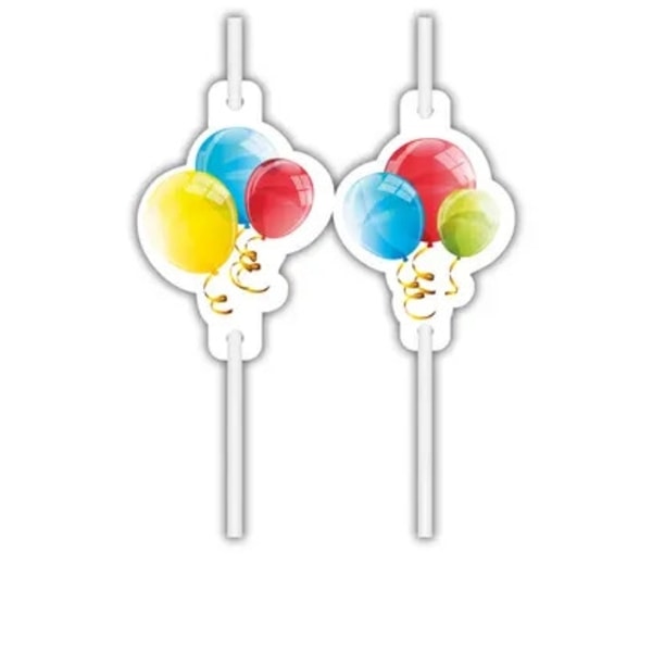Ballong, glittrande papperssugrör, set om 4