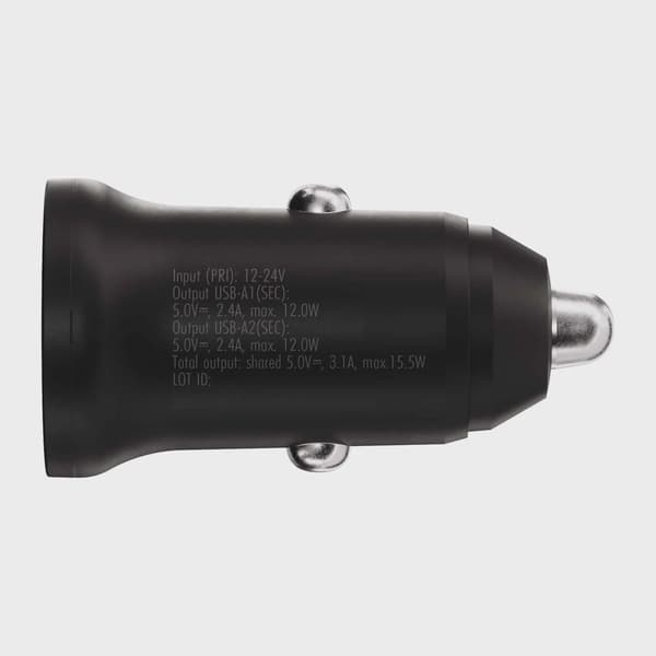 X2O 2x12W dubbel billaddare USB-A/A svart
