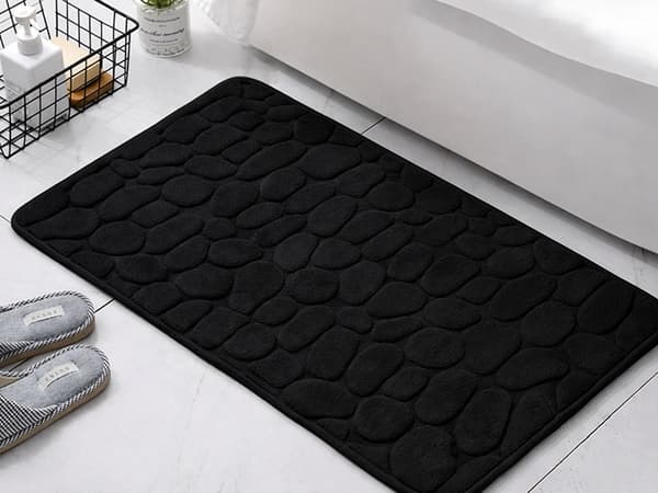 Badrumsmatta halkfri mjuk 80 x 50 cm Black