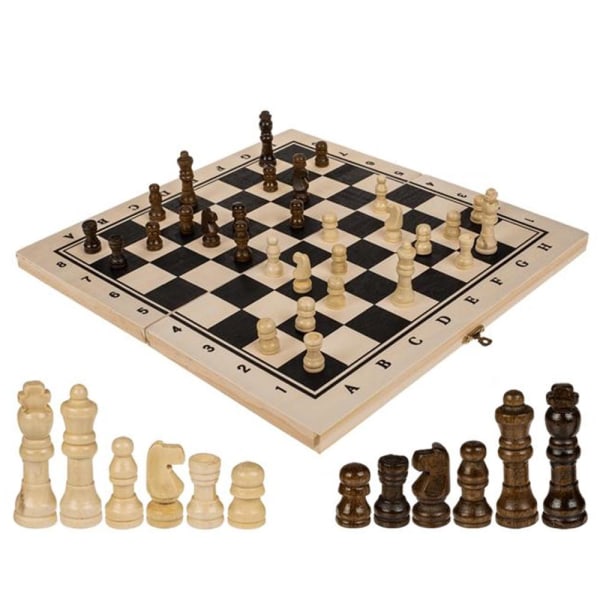 Schackspel i Trä / Schack - Brädspel / Sällskapsspel - 34 cm Träd