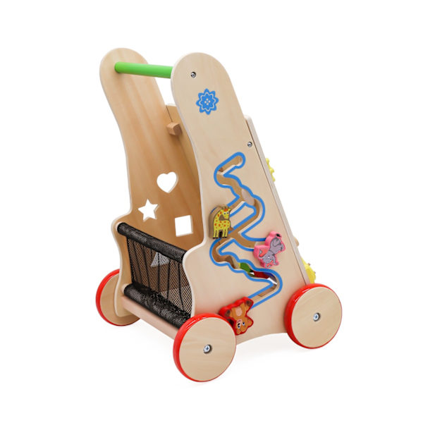Barnvagn i trä, pedagogisk kub, 6 i 1