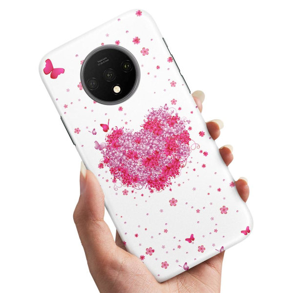 OnePlus 7T - Cover/Mobilcover Blomsterhjerte