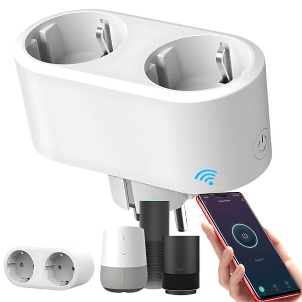Smart dubbel väggkontakt - WiFi 16A med app