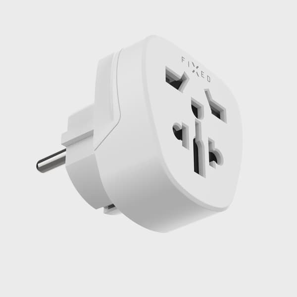FIXED Reseadapter Schuko EU/Världen Vit