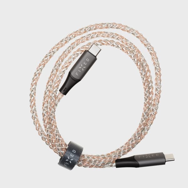 FIXED LED/Gaming USB-C/C 60W kabel 1.2m Flerfärgad