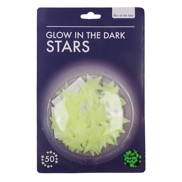 50-kpl - Pimeässä hohtavat tähdet - Seinä- ja kattotarra Light green