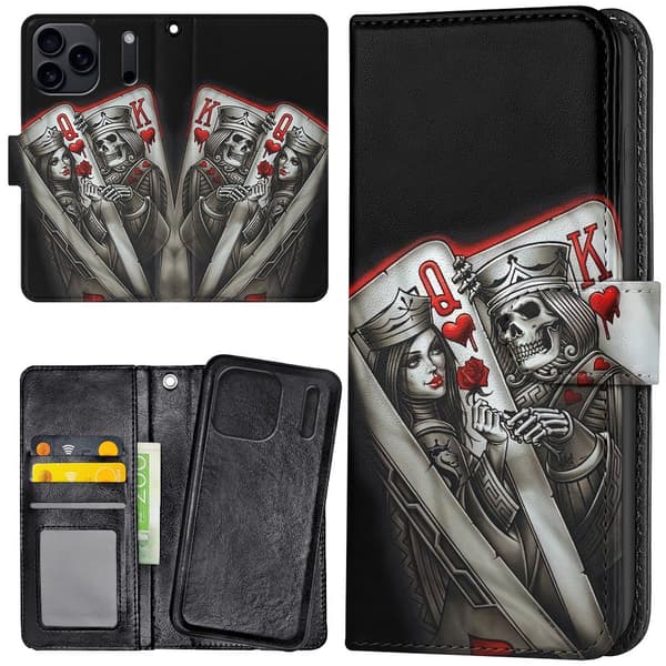 iPhone 17 / 18 Pro Max - Plånboksfodral/Skal King Queen Kortlek