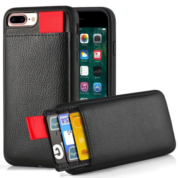 iPhone 7/8 Plus - kansi / matkapuhelimen kansi Piilotettu korttilokero / korttikotelo Black