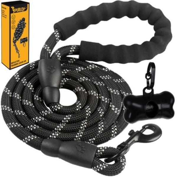Hundkoppel med Reflex / Koppel för Hund - 5m Black