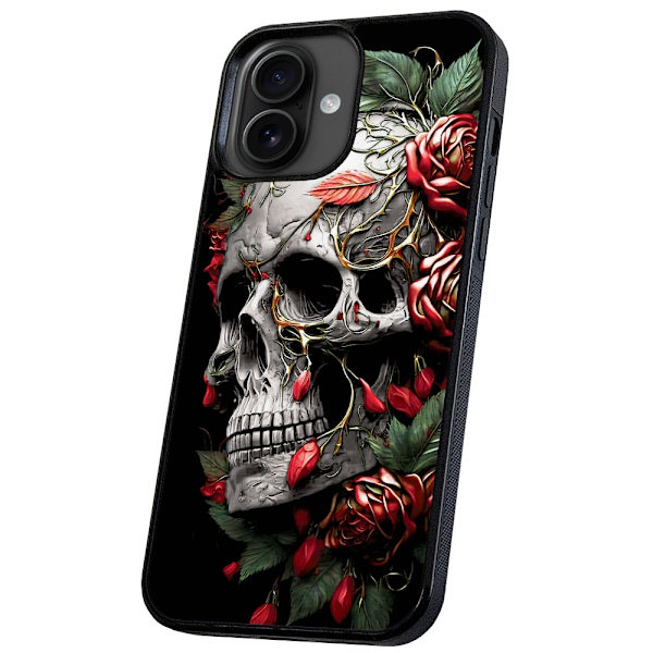 iPhone 16 Plus - Deksel/Mobildeksel Skull Roses