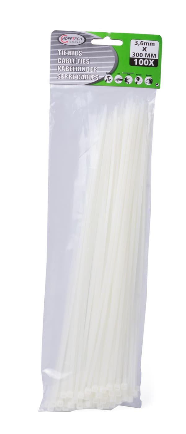 Kabelband 3.6 x 300 mm 100 st vit