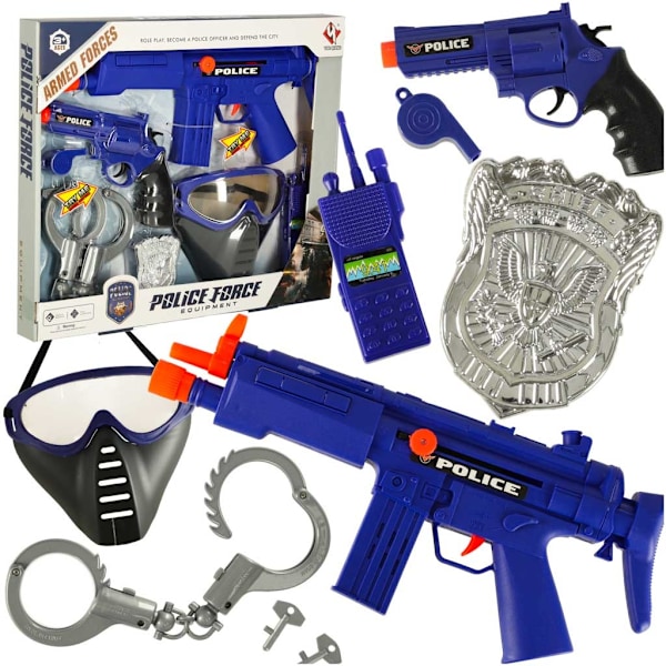 Polisen sätter pistol gevär mask handbojor