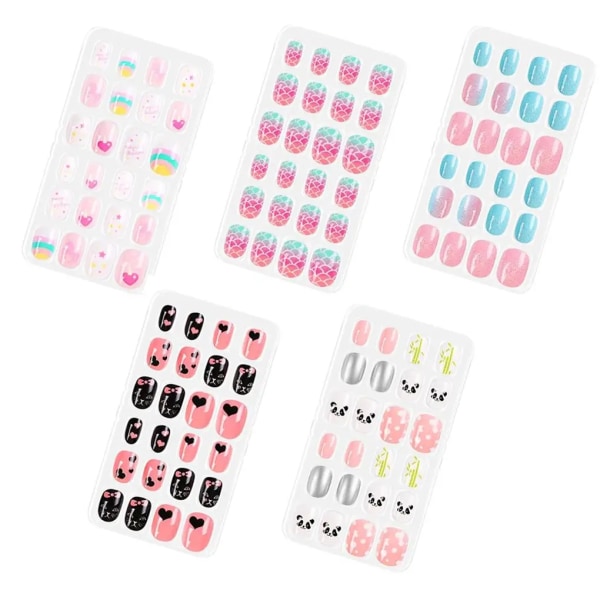 set Kids cute false nails DIY Nail Art 120 pcs Multicolor