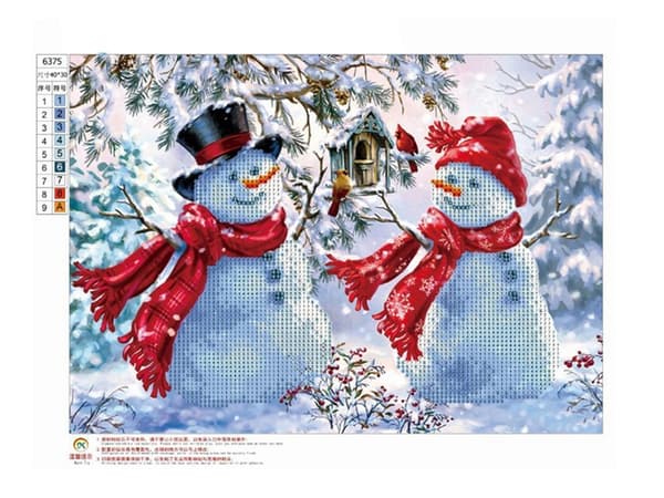 Diamantbroderi snögubbeuppsättning jul 5d