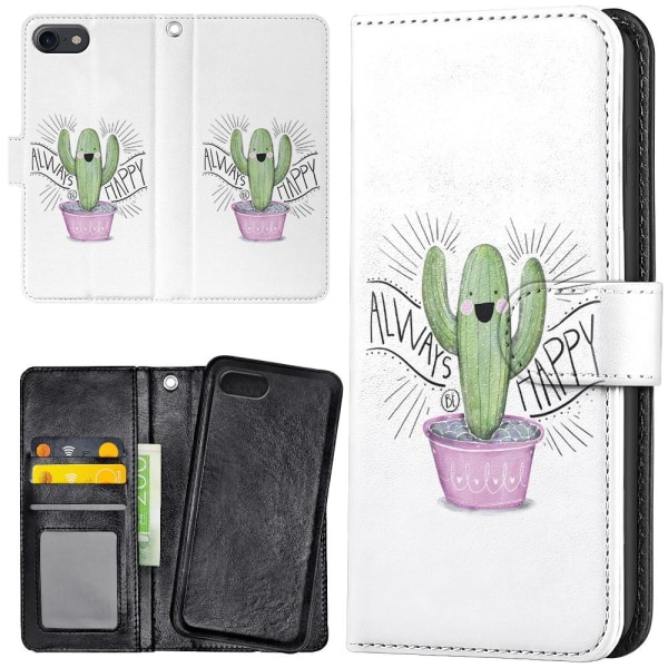 iPhone 7/8/SE - Plånboksfodral/Skal Happy Cactus