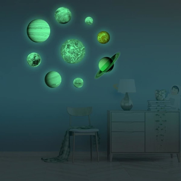 Vægdekal Selvlysende Planeter / Solsystem - 9-Pak Multicolor