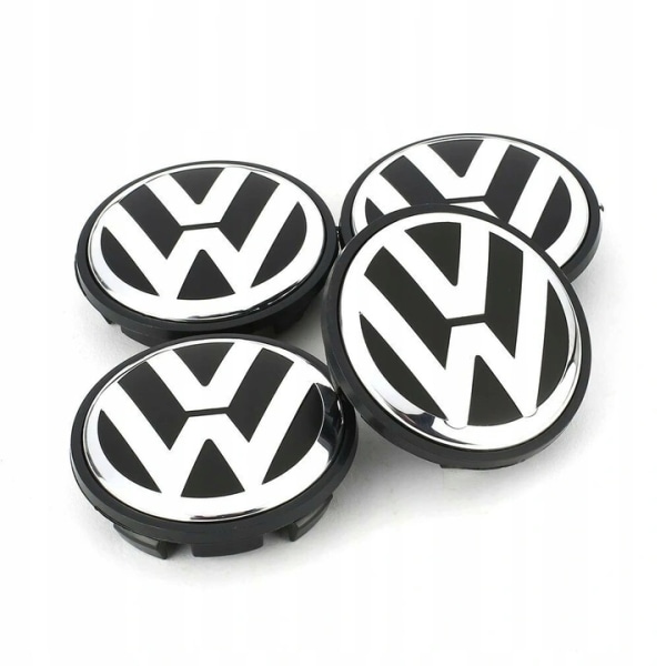 4-Kpl - Volkswagen VW Pyörännavan Emblem - Auto Silver