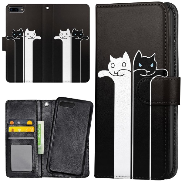 iPhone 7/8 Plus - Plånboksfodral/Skal Avlånga Katter