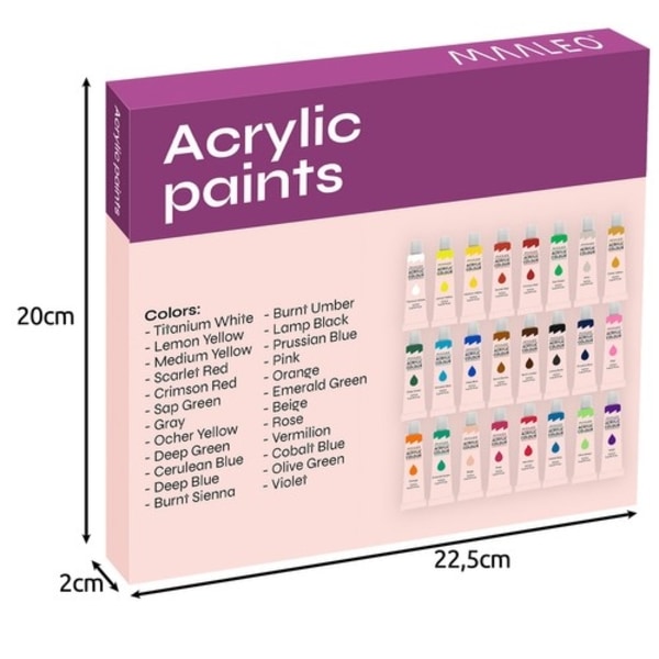 Akrylmaling Sett - 24x12ml – Kunstnermaling Multicolor