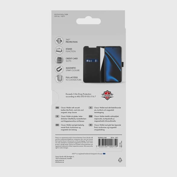X2O Classic Wallet Plånboksfodral Samsung Galaxy A56/A36 5G Svart