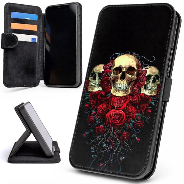 Lommebok Deksel / Mobildeksel til iPhone 7 / 8 / SE - Skulls