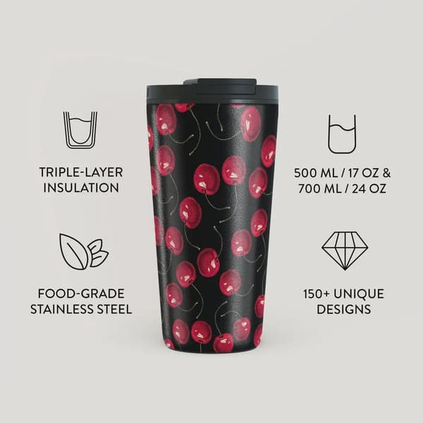 Burga Cherrybomb - Termosmugg med Lock-/Sugrörs set