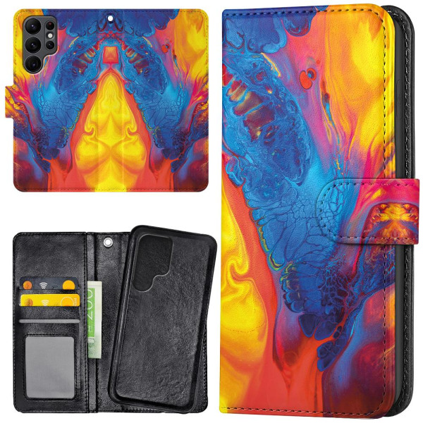 Samsung Galaxy S22 Ultra - Plånboksfodral/Skal Marmor multifärg