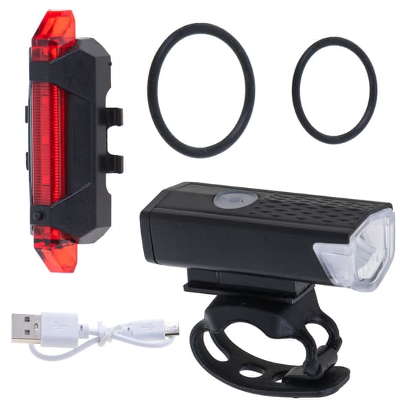 LED-cykellampa bak/fram, set med USB