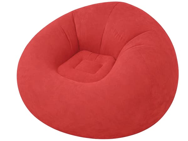Uppblåsbar sittpuff velour Red