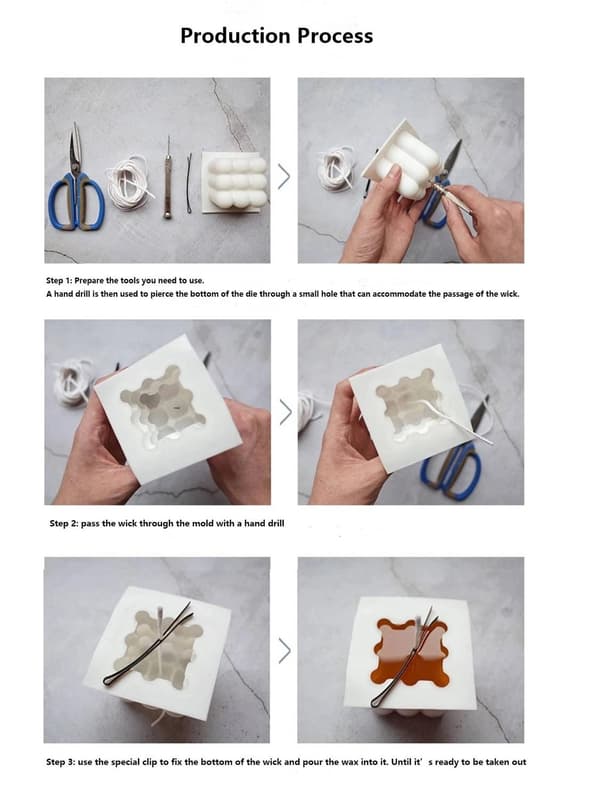 Silikoneform Lys - Form til Lystilling - Støbeform Stearin White