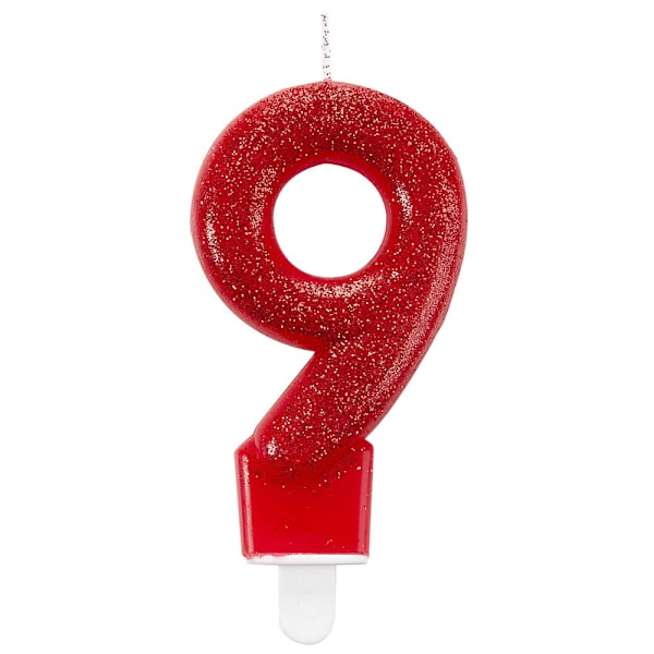Färggrann glittertårtljus, siffertårtaljus nummer 9