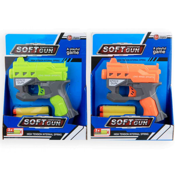 2-Pack Rymdpistol med Mjuka Skott Pistol - Leksakspistol multifärg