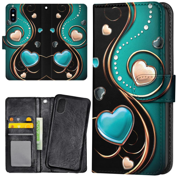 iPhone XR - Lommebok Deksel Hjerter