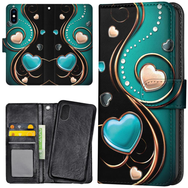 iPhone XR - Plånboksfodral/Skal Hjärtan