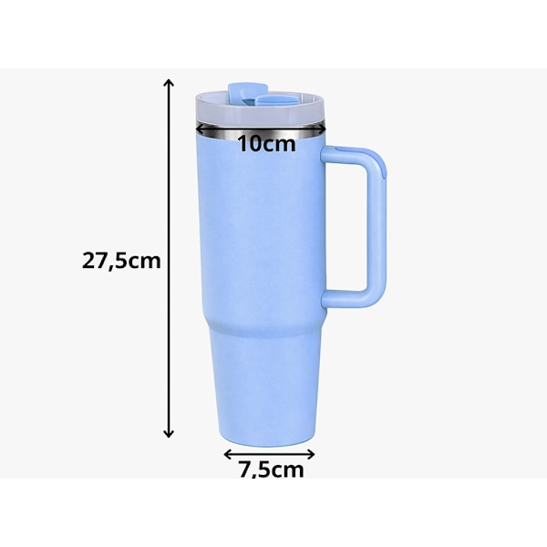 Termosmugg 1.2 L med sugrör Blå