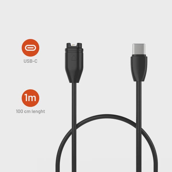 FIXED USB-C Laddningskabel för Garmin Smartwatch 1m Svart
