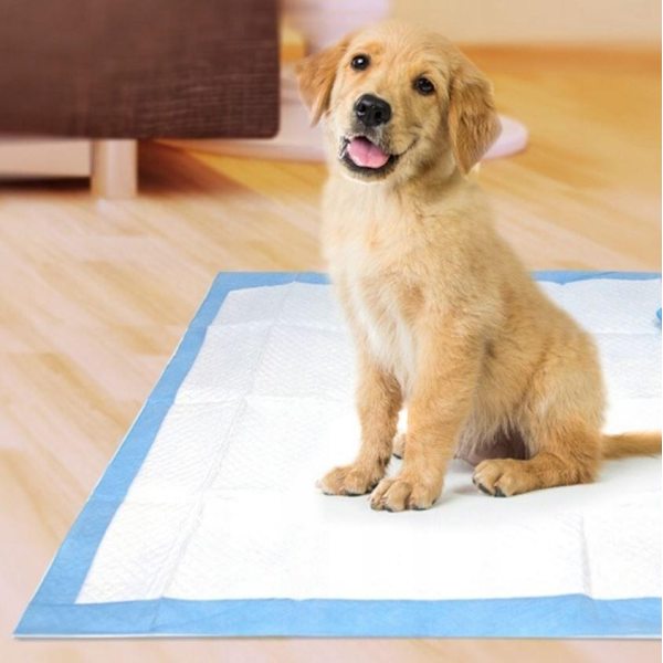 Tisseteppe med Bæsjeposer til Hund / Valpteppe /Hygieneunderlag Blue 33x45cm - 100-Pack