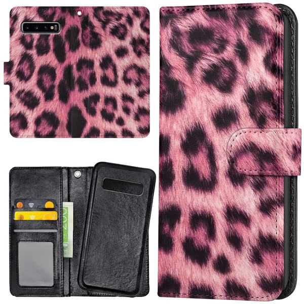 Samsung Galaxy S10 Plus - Lompakkokotelo/Kuoret Pink Leopard