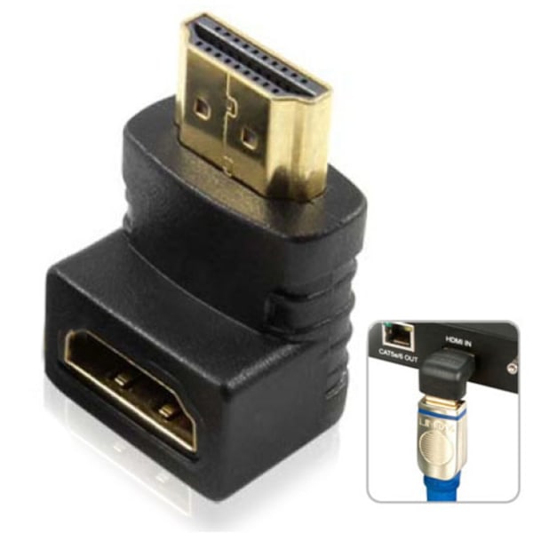 2-Pack - Vinklad HDMI Hane till Hona Adapter - Guldpläterad Svart