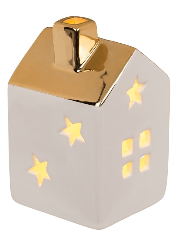 Keramikhuse med LED – Juledekoration White