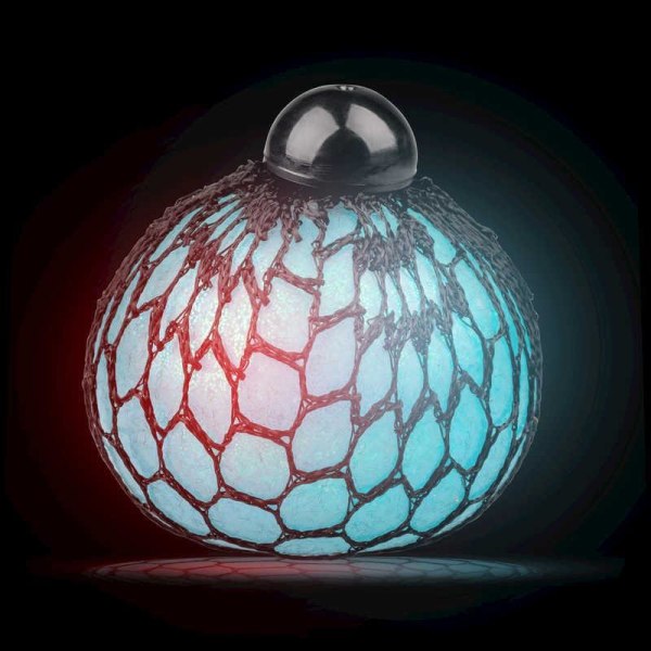 Stressball Luminous / Klemmeball i nett - Glitter Multicolor