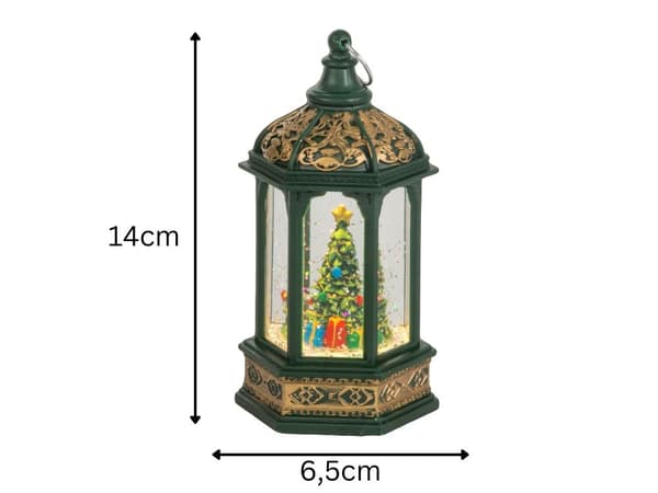 Led lykta julgran dekoration med glitter