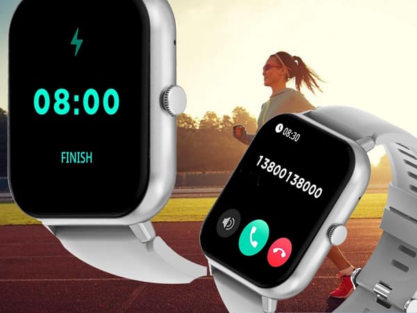 Smartklocka dam/herr gummiarmband sport bluetooth samtal grå grå