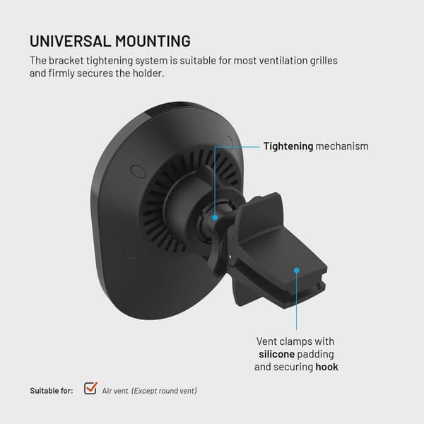 FIXED MagAir QI2.0 Airvent bilmontering svart