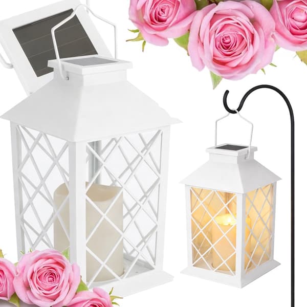 LED lykta dekorativ solcell White