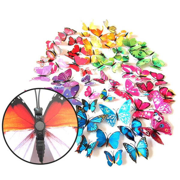 12 pakkauksen perhosia 3D-efektillä - magneetti ja kaksoisliima