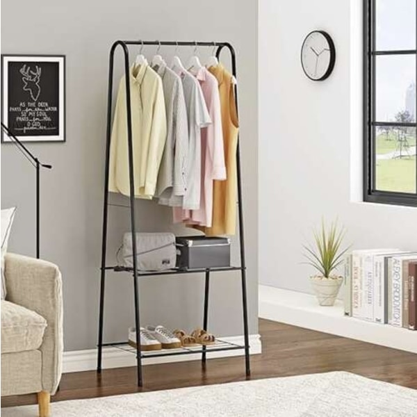 Tøjstativ / Kappstativ med Hylder - 150cm Black