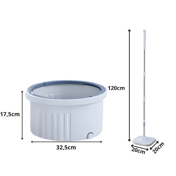 Flatmopp med hink - Roterande dräneringssystem och mikrofibermopp