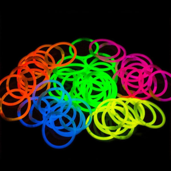 100-Pak - Selvlysende Armbånd / Glowsticks - Multifarve Multicolor one size